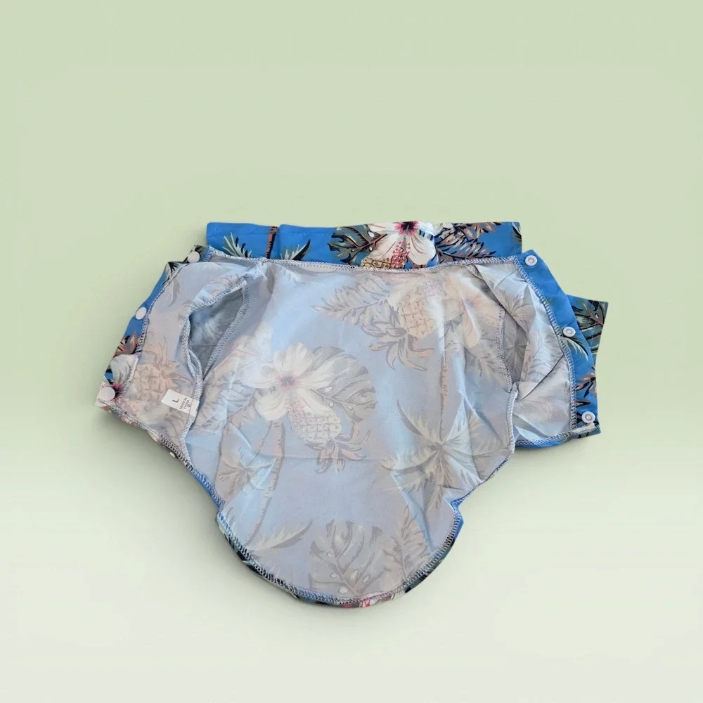 Blue Tropical Pineapple Hibiscus Print Pet Dog Shirt Small Hawaiian Aloha‎